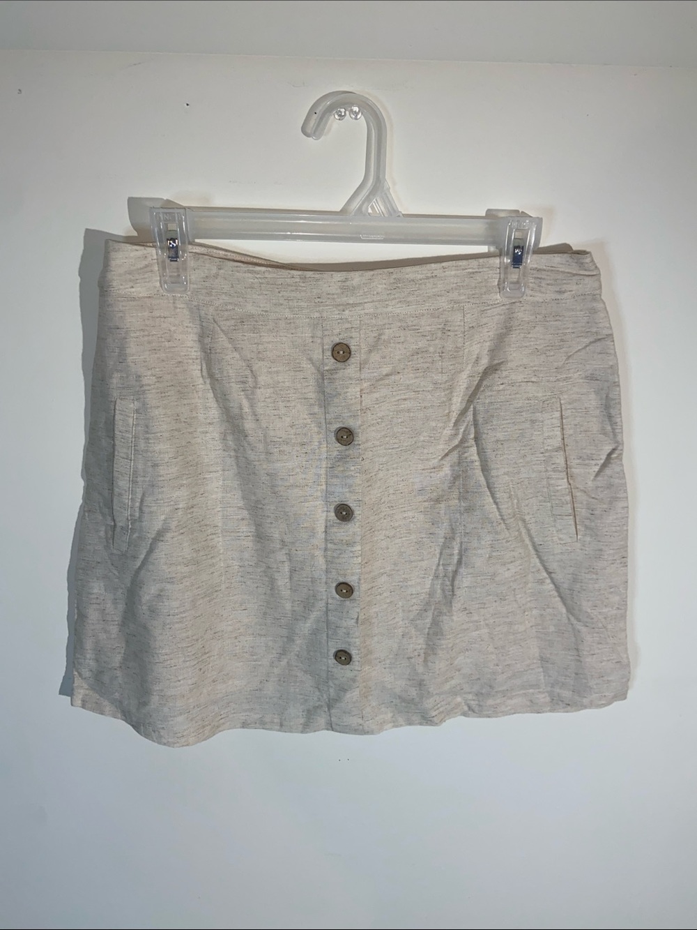 Altar’d State Cream Faux Button-Front Mini Skirt Size L